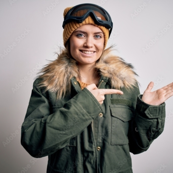 H&M Army Green Coat Faux Fur Collar Womens 0 Olive Green Jacket - Picture 3 of 15